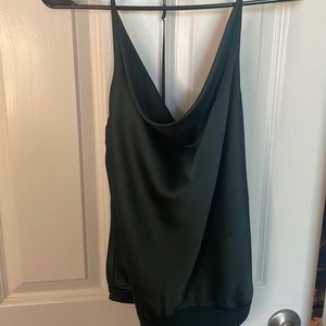 Abercrombie and fitch cowl neck satin emerald green bodysuit